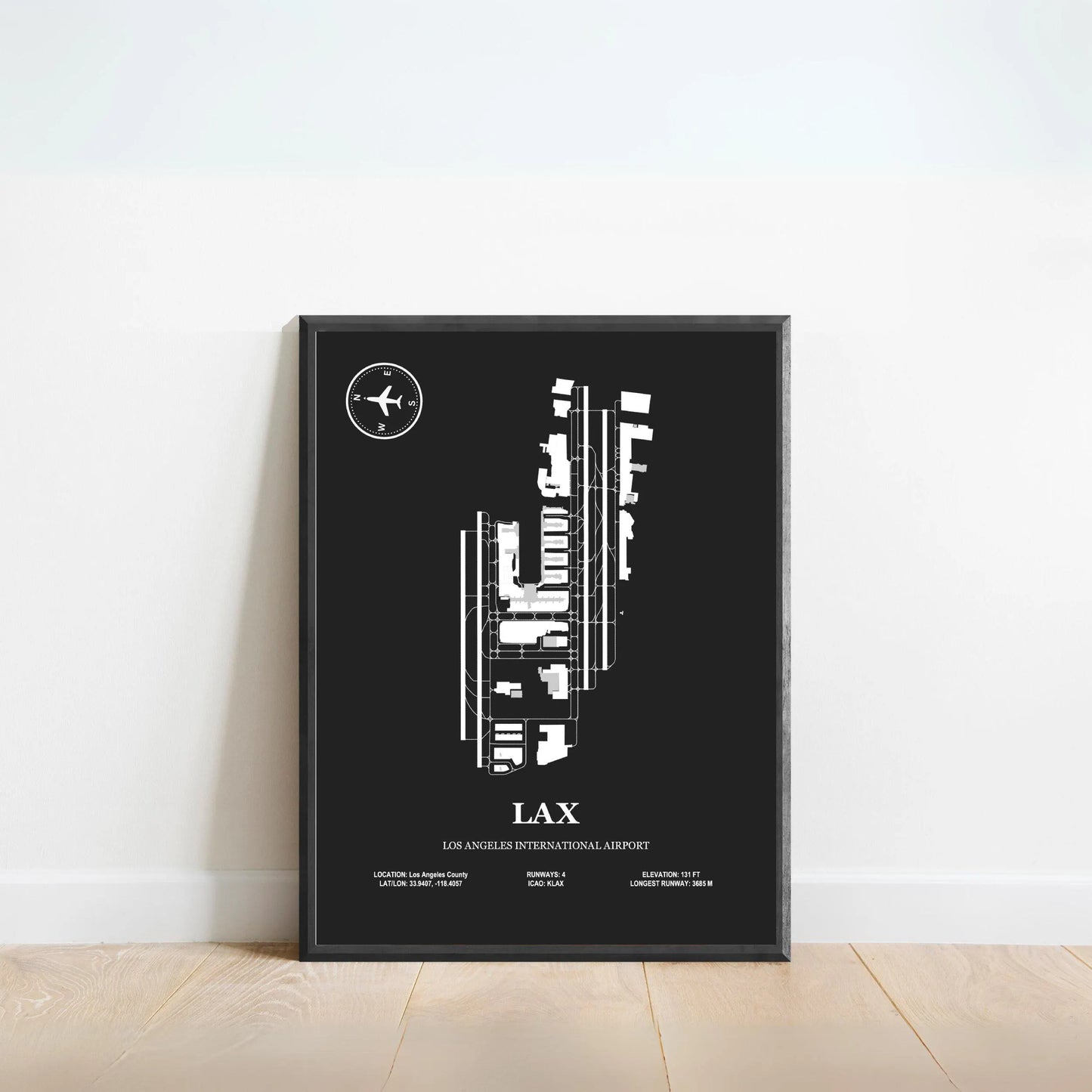 LAX, Los Angeles International Airport – Airport Design Map, Aviation Poster