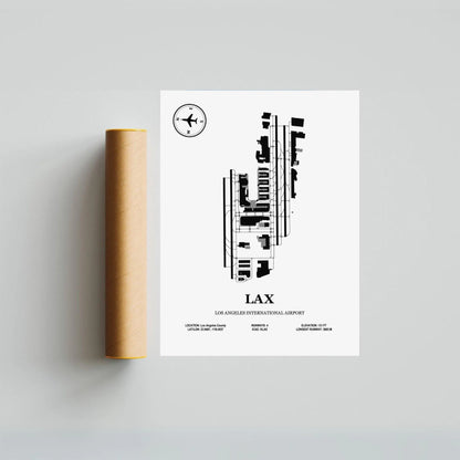 LAX, Los Angeles International Airport – Airport Design Map, Aviation Poster