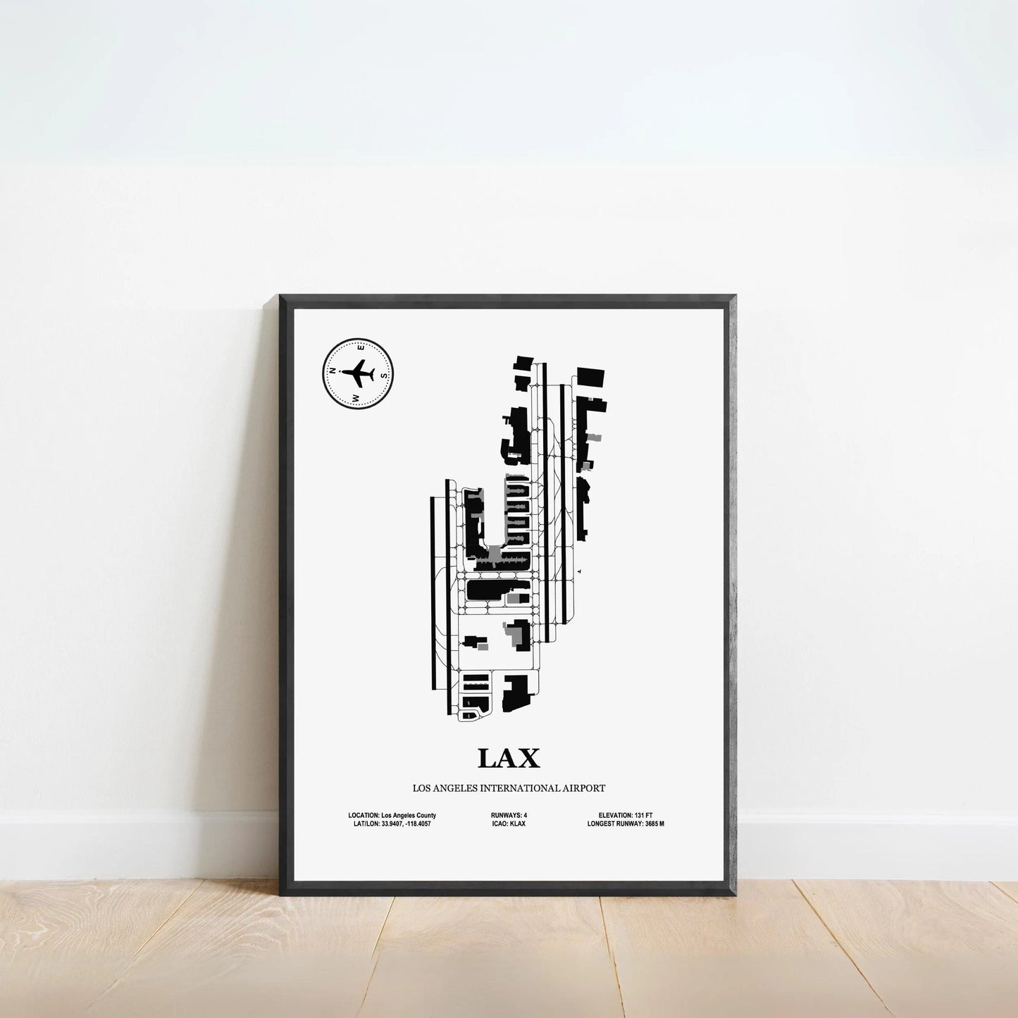 LAX, Los Angeles International Airport – Airport Design Map, Aviation Poster