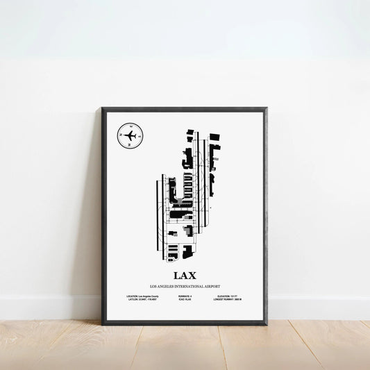 LAX, Los Angeles International Airport – Airport Design Map, Aviation Poster