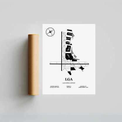 LGA, LaGuardia Airport – Airport Design Map, Aviation Poster