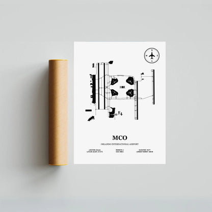MCO, Orlando International Airport – Airport Design Map, Aviation Poster