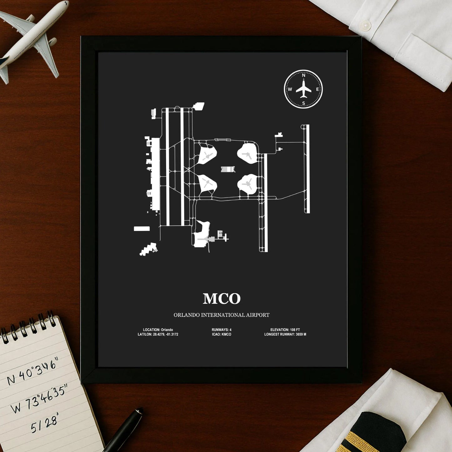 MCO, Orlando International Airport – Airport Design Map, Aviation Poster
