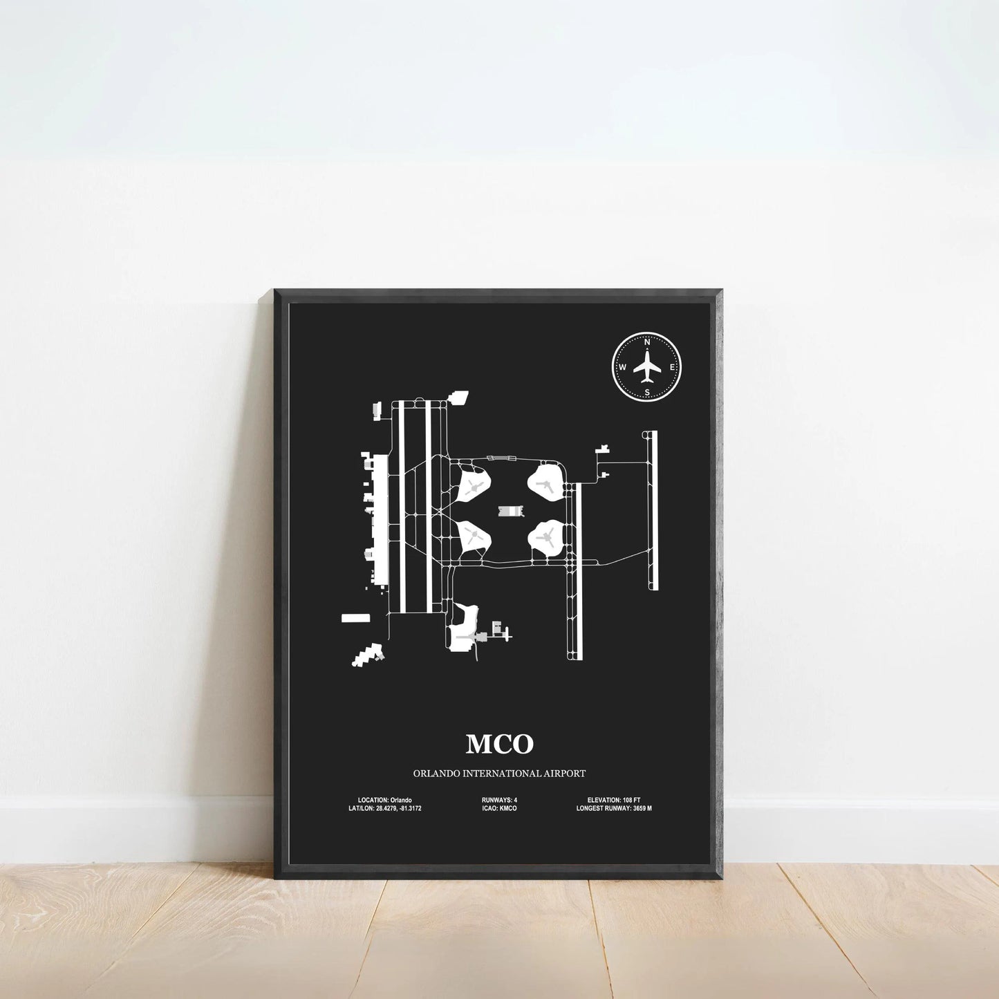 MCO, Orlando International Airport – Airport Design Map, Aviation Poster