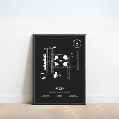 MCO, Orlando International Airport – Airport Design Map, Aviation Poster