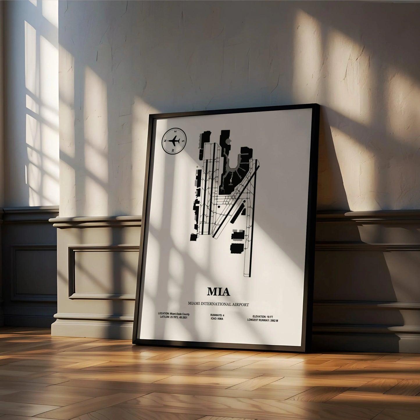 MIA, Miami International Airport – Airport Design Map, Aviation Poster