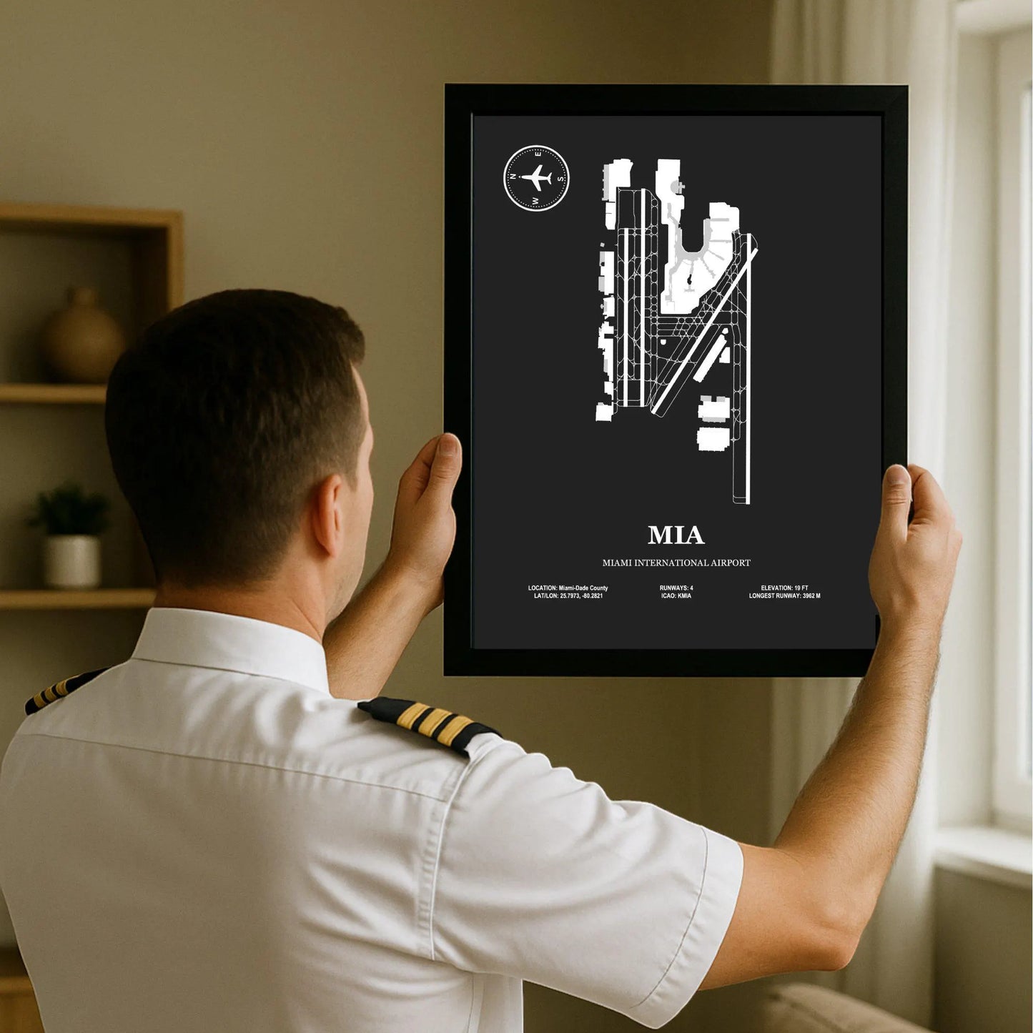 MIA, Miami International Airport – Airport Design Map, Aviation Poster