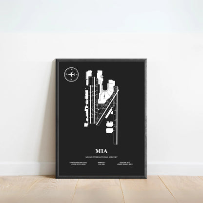 MIA, Miami International Airport – Airport Design Map, Aviation Poster