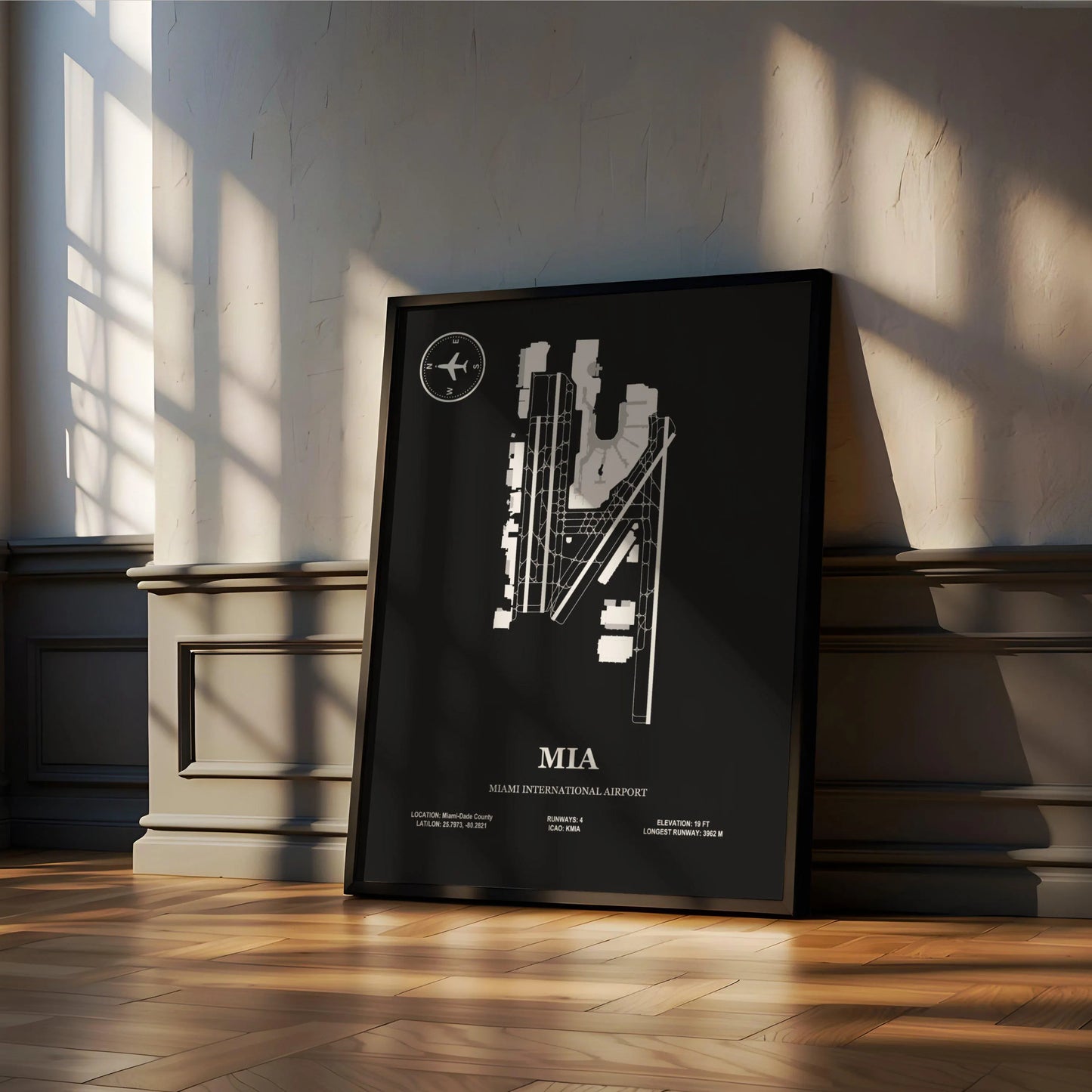 MIA, Miami International Airport – Airport Design Map, Aviation Poster