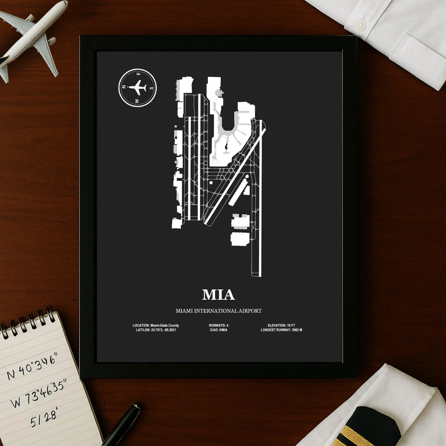 MIA, Miami International Airport – Airport Design Map, Aviation Poster