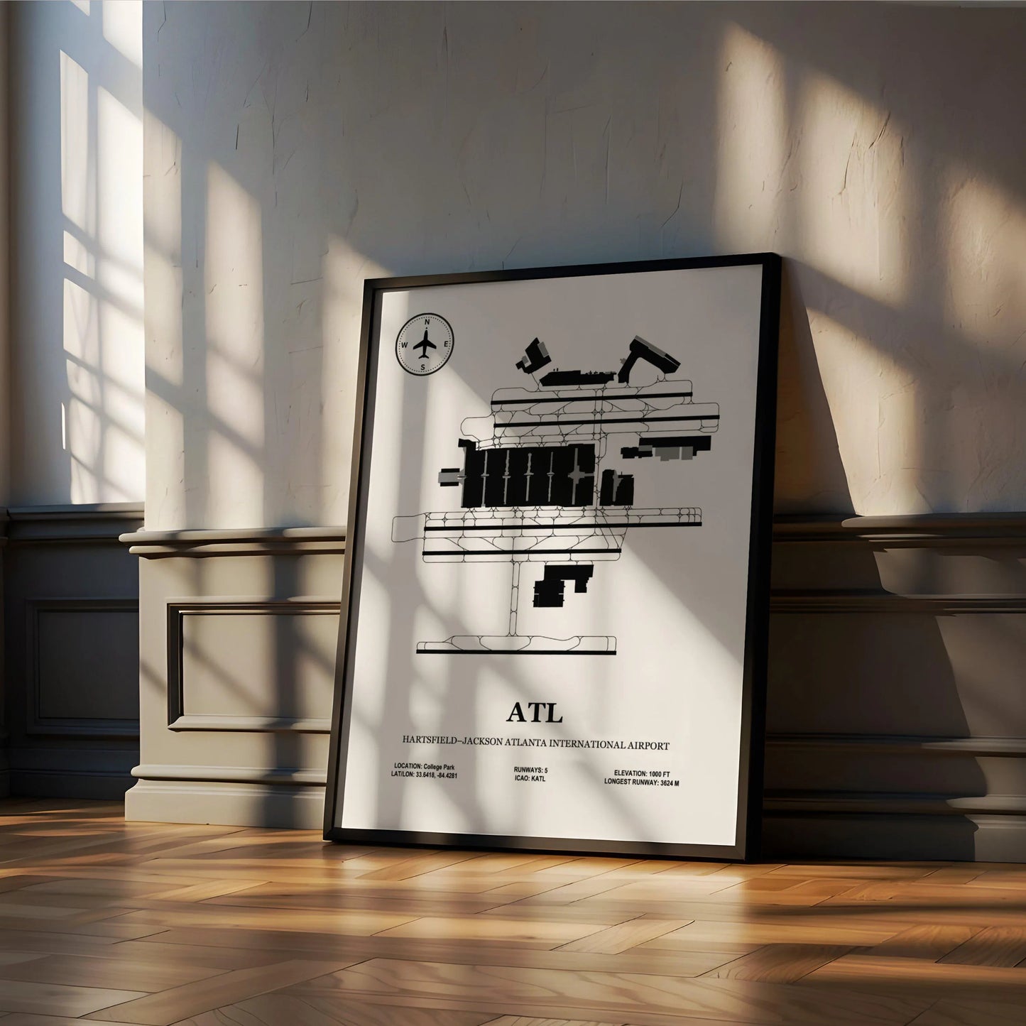 ATL, Hartsfield–Jackson Atlanta International Airport – Airport Design Map, Aviation Poster