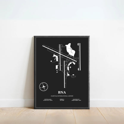 BNA, Nashville International Airport – Airport Design Map, Aviation Poster