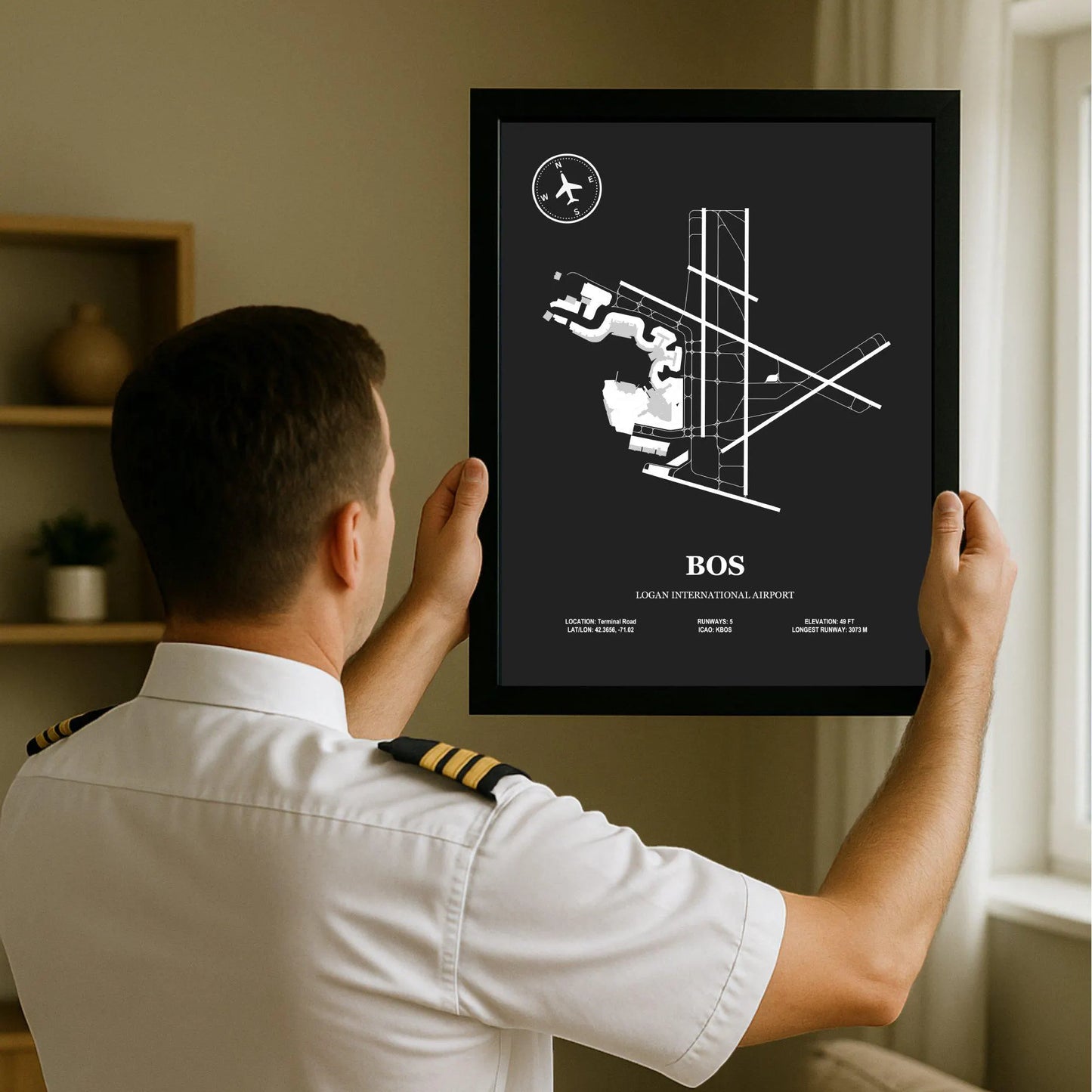 BOS, Logan International Airport – Airport Design Map, Aviation Poster