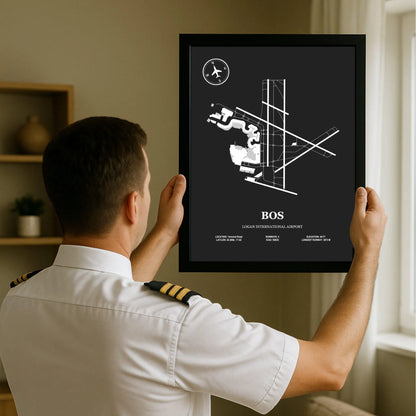 BOS, Logan International Airport – Airport Design Map, Aviation Poster