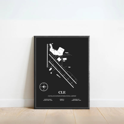 CLE, Cleveland Hopkins International Airport – Airport Design Map, Aviation Poster