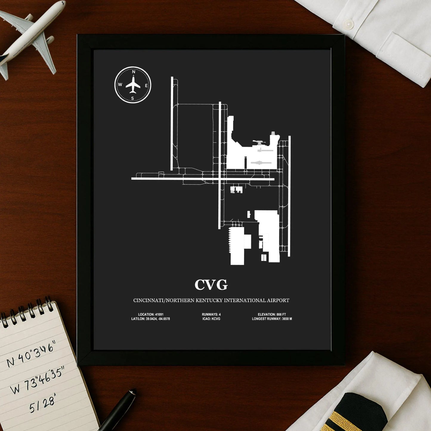 CVG, Cincinnati/Northern Kentucky International Airport – Airport Design Map, Aviation Poster
