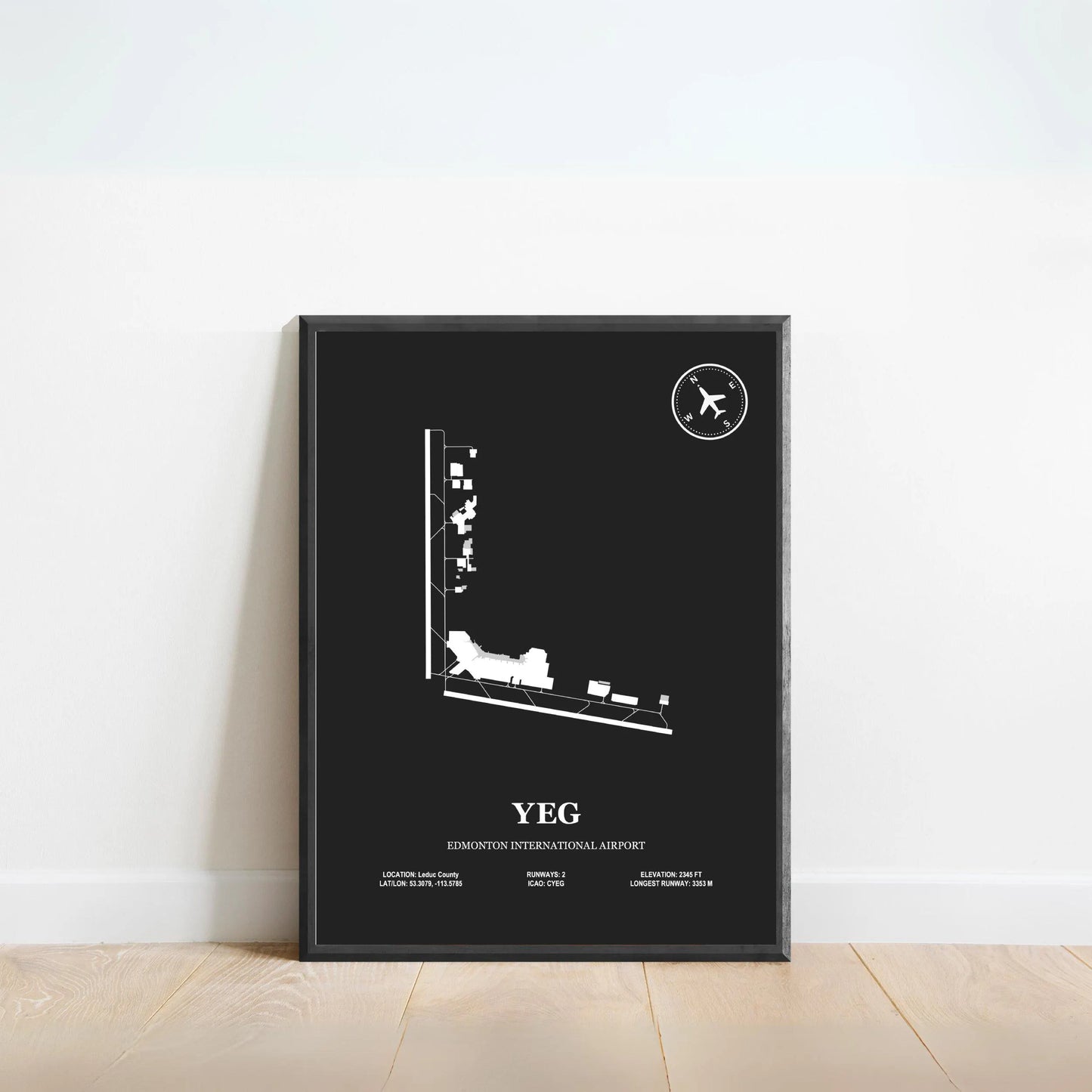 YEG, Edmonton International Airport – Airport Design Map, Aviation Poster