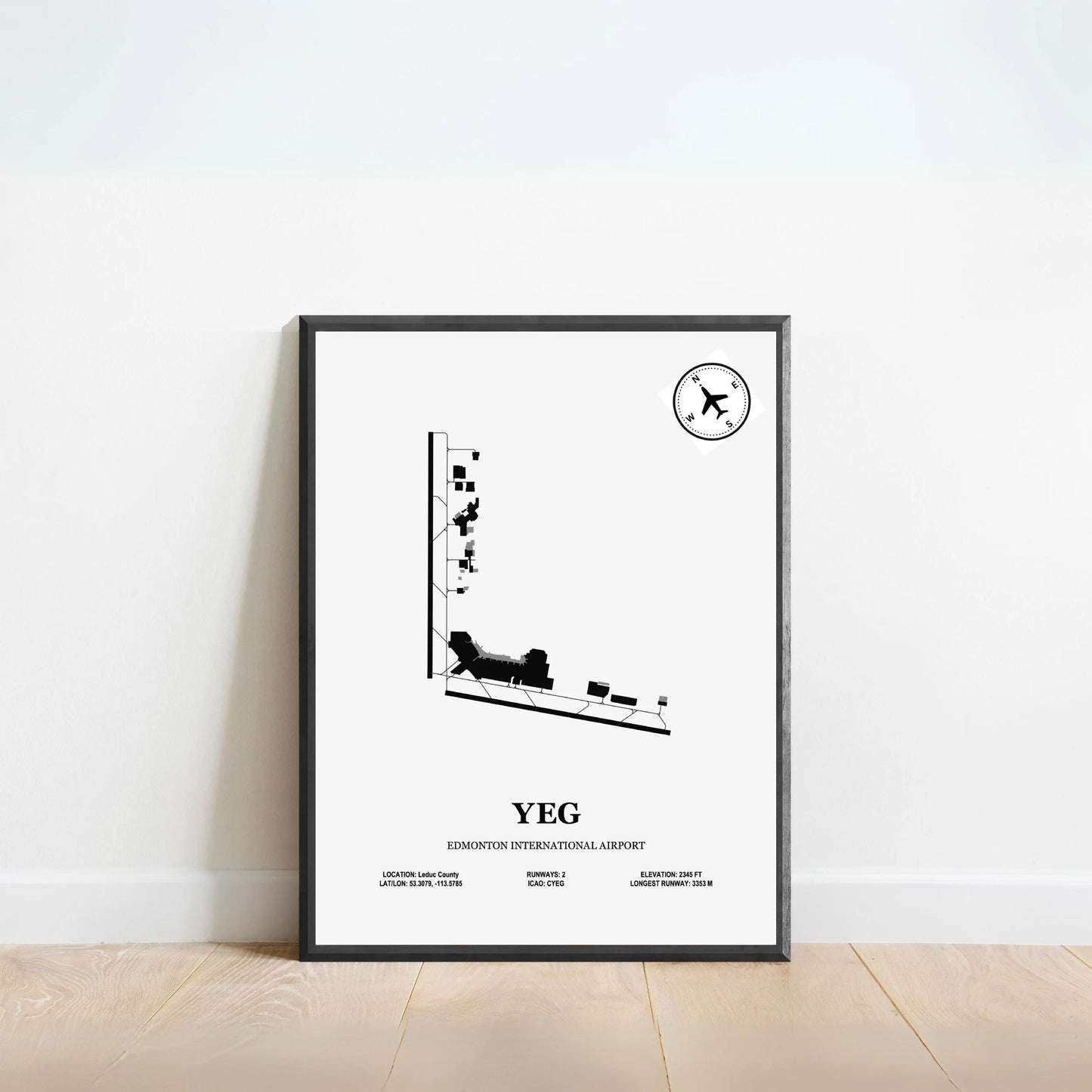 YEG, Edmonton International Airport – Airport Design Map, Aviation Poster