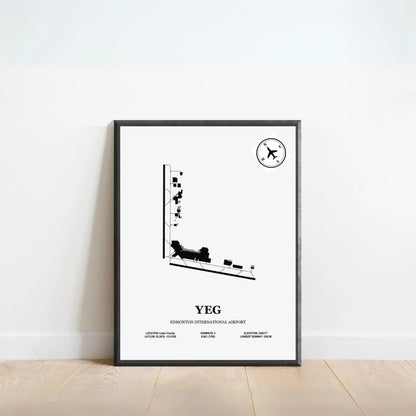 YEG, Edmonton International Airport – Airport Design Map, Aviation Poster