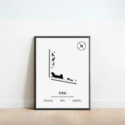 YEG, Edmonton International Airport – Airport Design Map, Aviation Poster