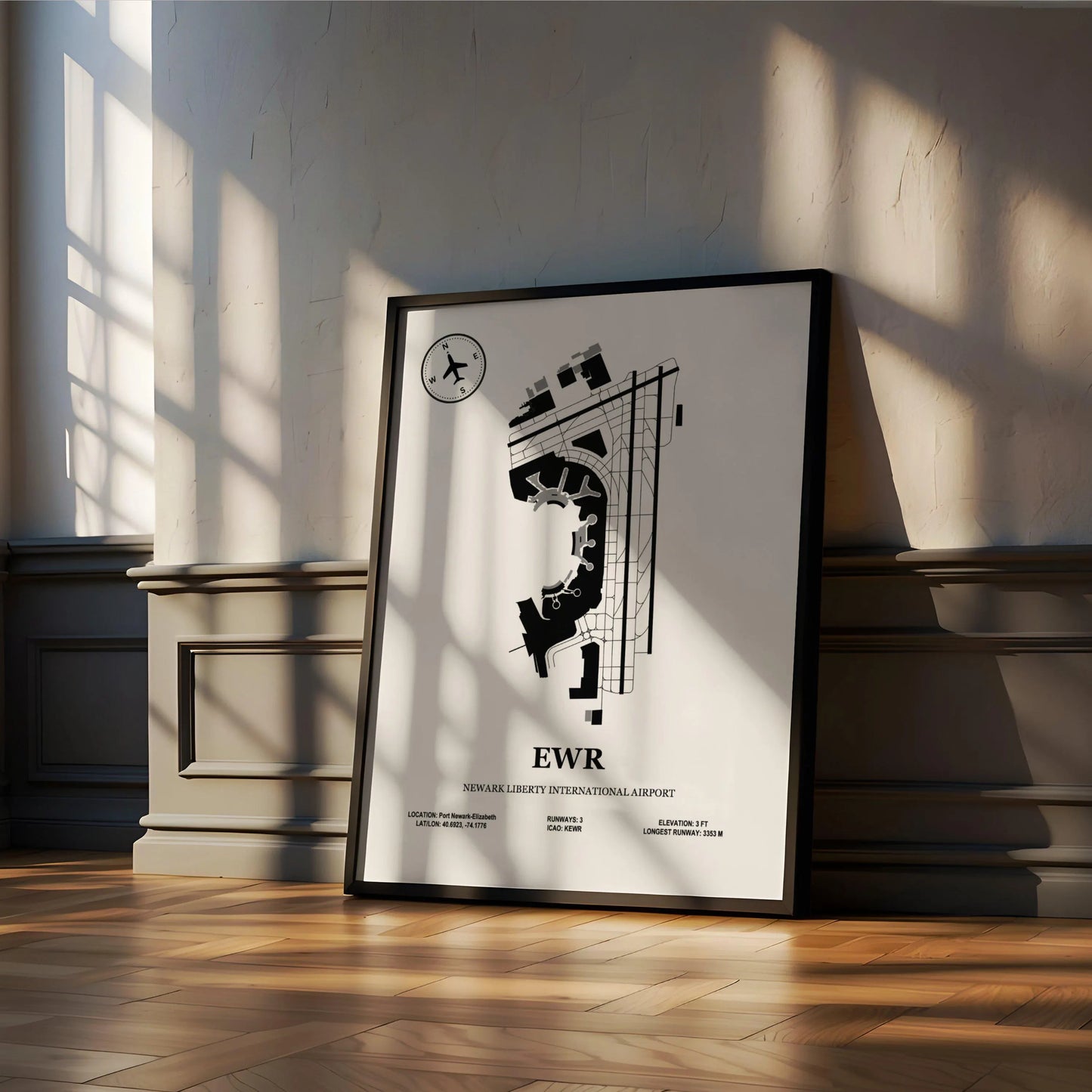 EWR, Newark Liberty International Airport – Airport Design Map, Aviation Poster