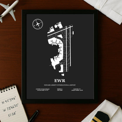 EWR, Newark Liberty International Airport – Airport Design Map, Aviation Poster