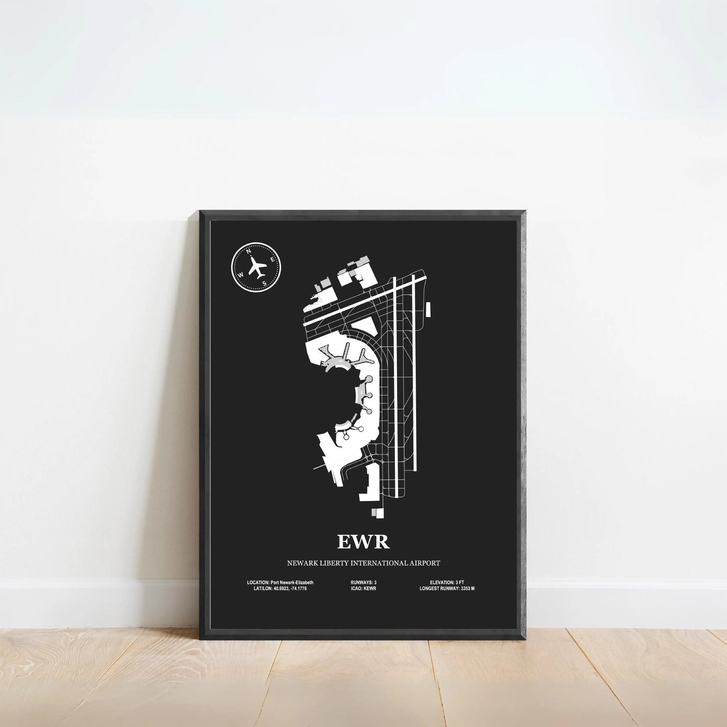EWR, Newark Liberty International Airport – Airport Design Map, Aviation Poster