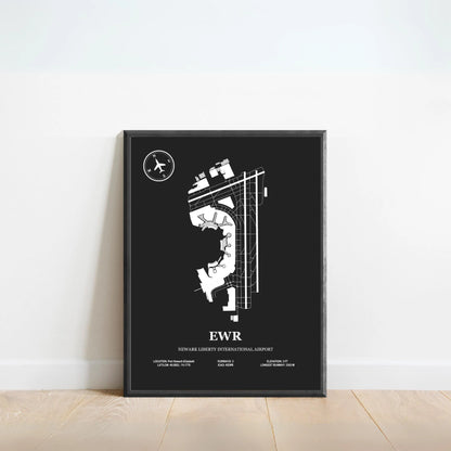 EWR, Newark Liberty International Airport – Airport Design Map, Aviation Poster