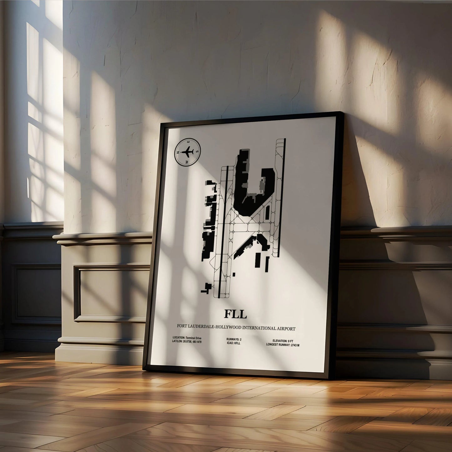 FLL, Fort Lauderdale-Hollywood International Airport – Airport Design Map, Aviation Poster