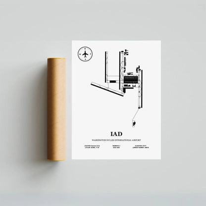 IAD, Washington Dulles International Airport – Airport Design Map, Aviation Poster