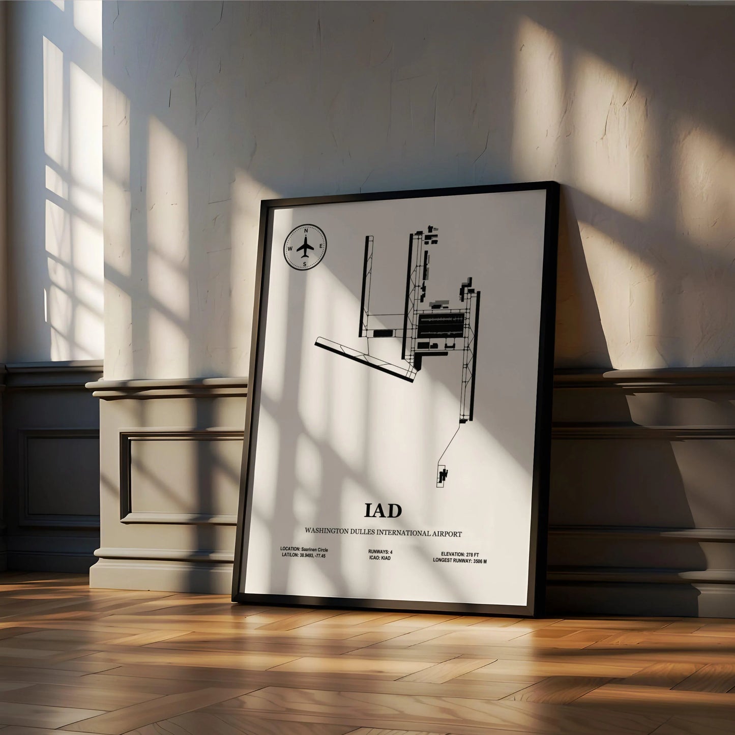 IAD, Washington Dulles International Airport – Airport Design Map, Aviation Poster