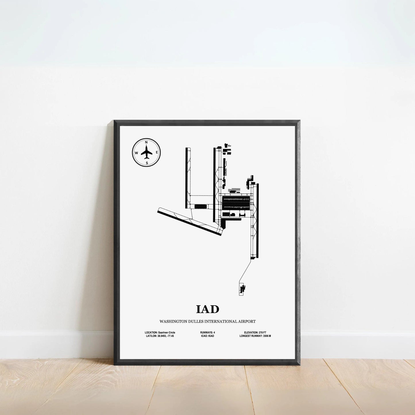 IAD, Washington Dulles International Airport – Airport Design Map, Aviation Poster