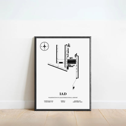 IAD, Washington Dulles International Airport – Airport Design Map, Aviation Poster