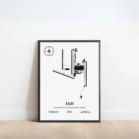 IAD, Washington Dulles International Airport – Airport Design Map, Aviation Poster
