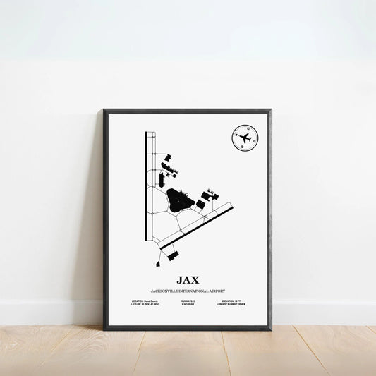 JAX, Jacksonville International Airport – Airport Design Map, Aviation Poster