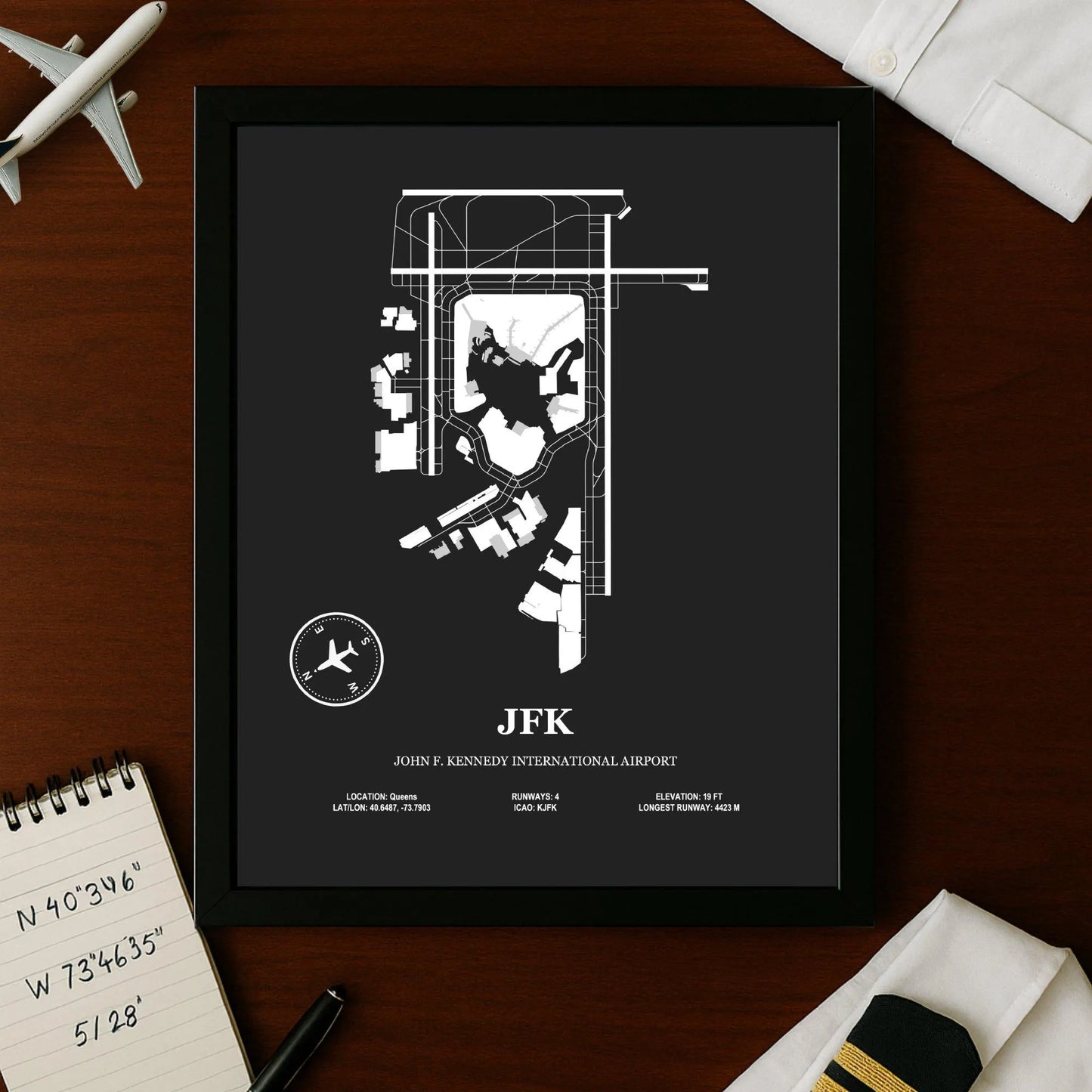 JFK, John F. Kennedy International Airport – Airport Design Map, Aviation Poster