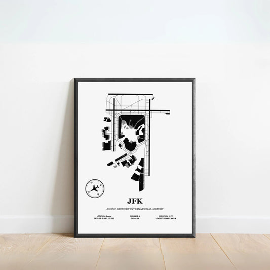 JFK, John F. Kennedy International Airport – Airport Design Map, Aviation Poster