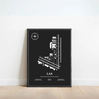 LAS, Harry Reid International Airport – Airport Design Map, Aviation Poster