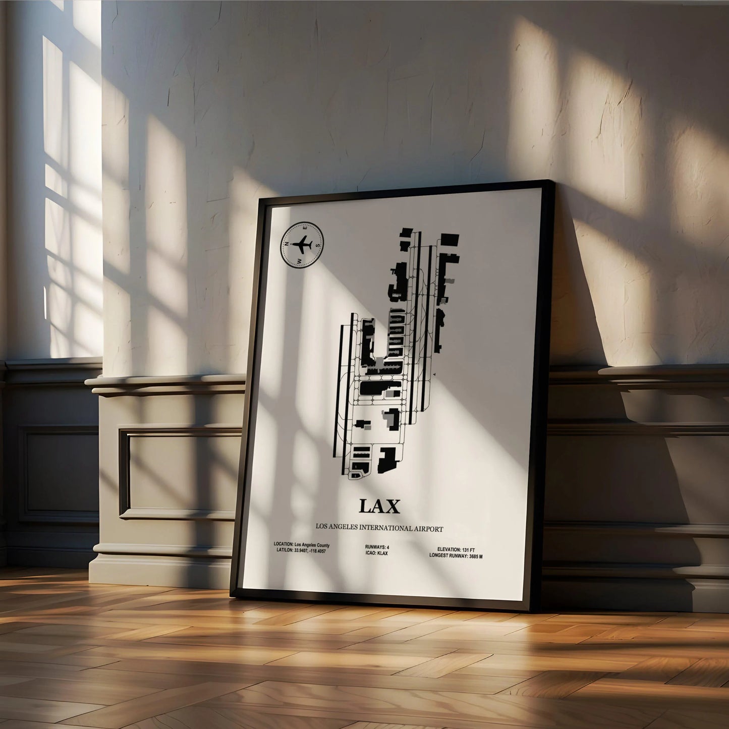LAX, Los Angeles International Airport – Airport Design Map, Aviation Poster