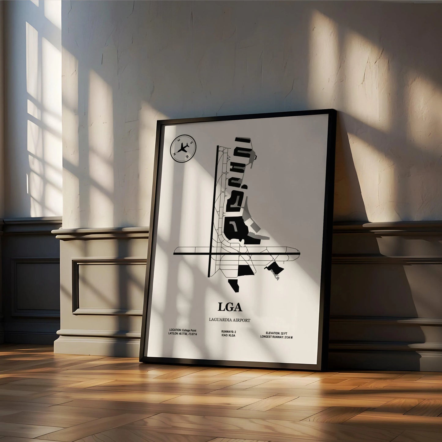 LGA, LaGuardia Airport – Airport Design Map, Aviation Poster
