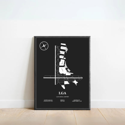 LGA, LaGuardia Airport – Airport Design Map, Aviation Poster