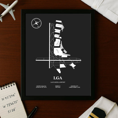 LGA, LaGuardia Airport – Airport Design Map, Aviation Poster