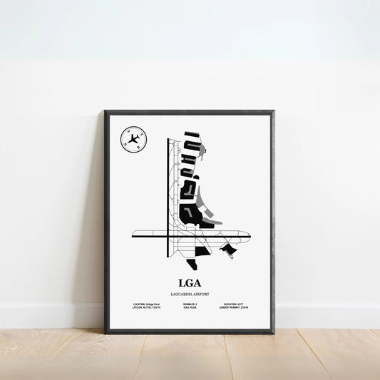 LGA, LaGuardia Airport – Airport Design Map, Aviation Poster