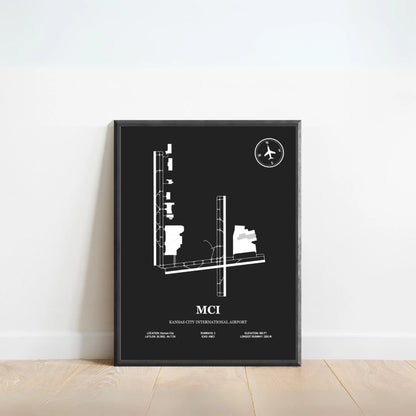 MCI, Kansas City International Airport – Airport Design Map, Aviation Poster