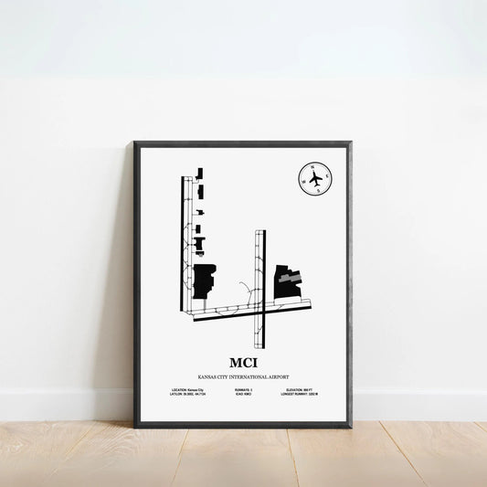 MCI, Kansas City International Airport – Airport Design Map, Aviation Poster