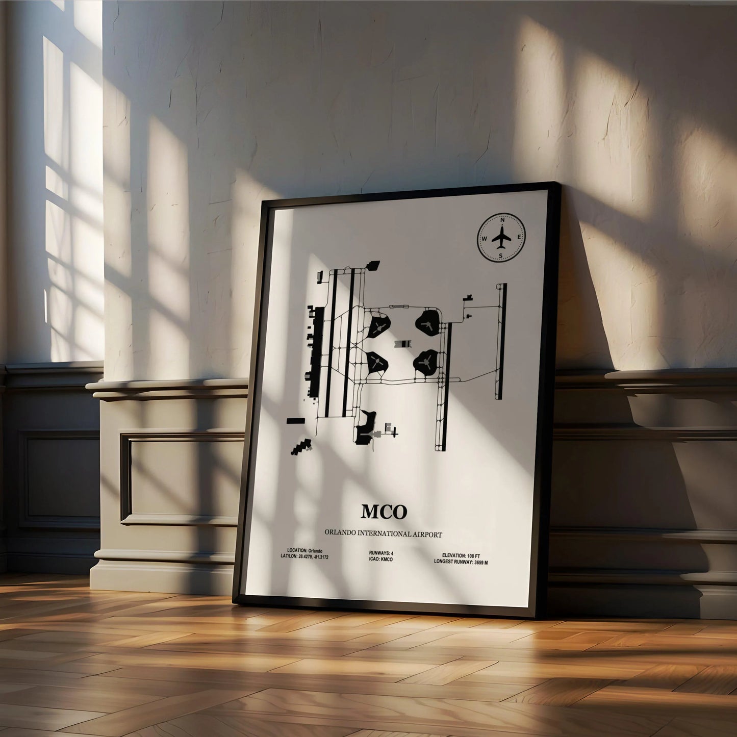 MCO, Orlando International Airport – Airport Design Map, Aviation Poster