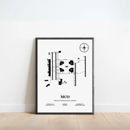 MCO, Orlando International Airport – Airport Design Map, Aviation Poster
