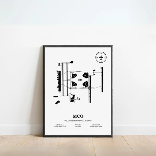 MCO, Orlando International Airport – Airport Design Map, Aviation Poster